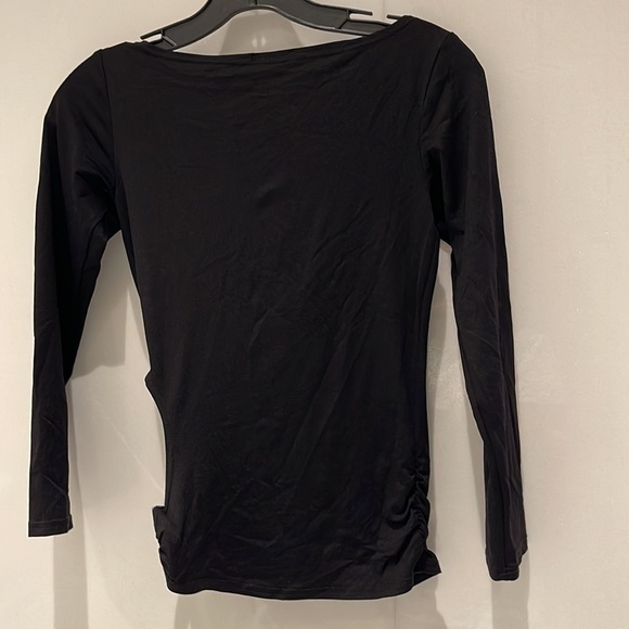 Vintage Black Top with Metal Buckle and Opening on Side - Picture 2 of 5